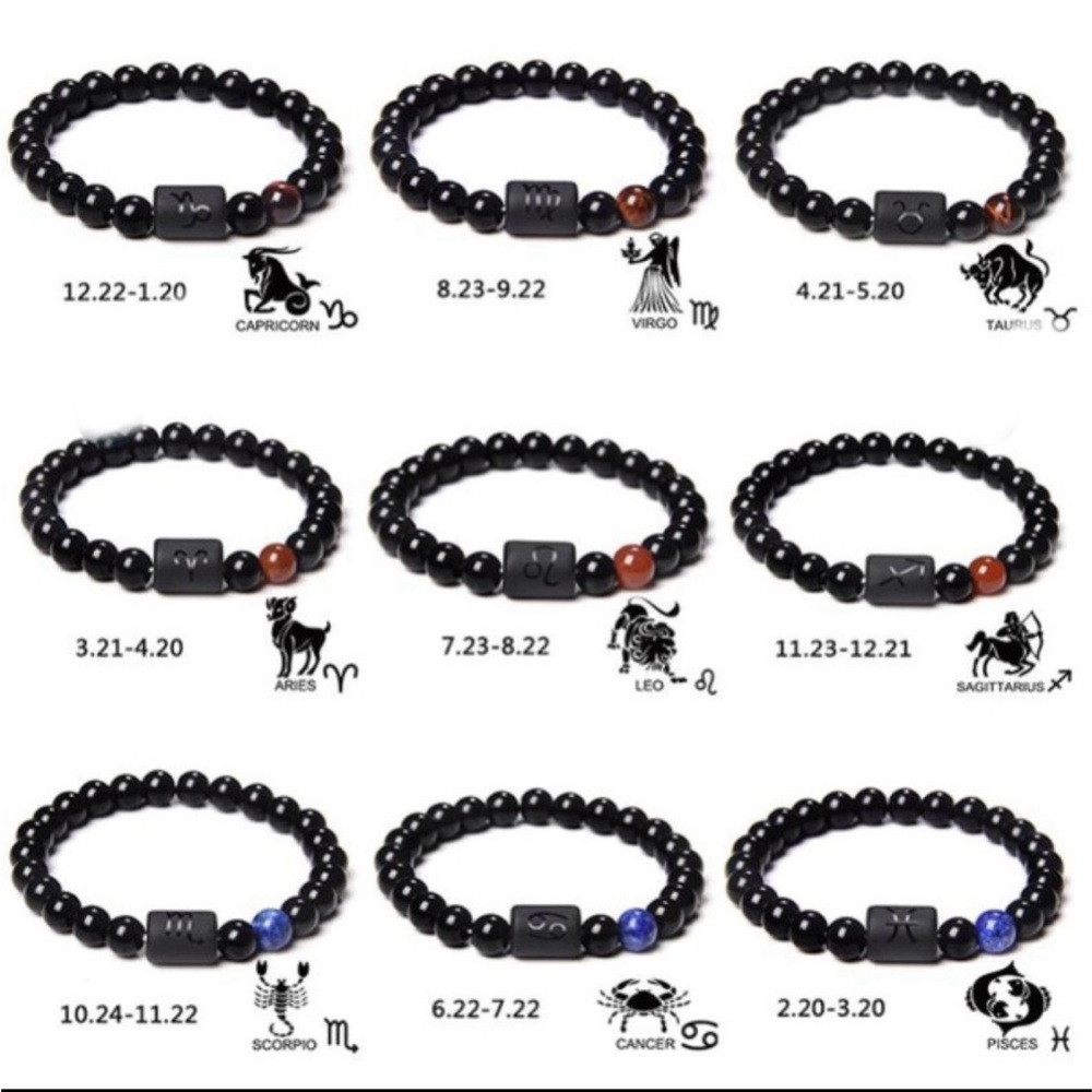 Virgo Zodiac Black Bracelet with Tiger Eye - Picture 6 of 7